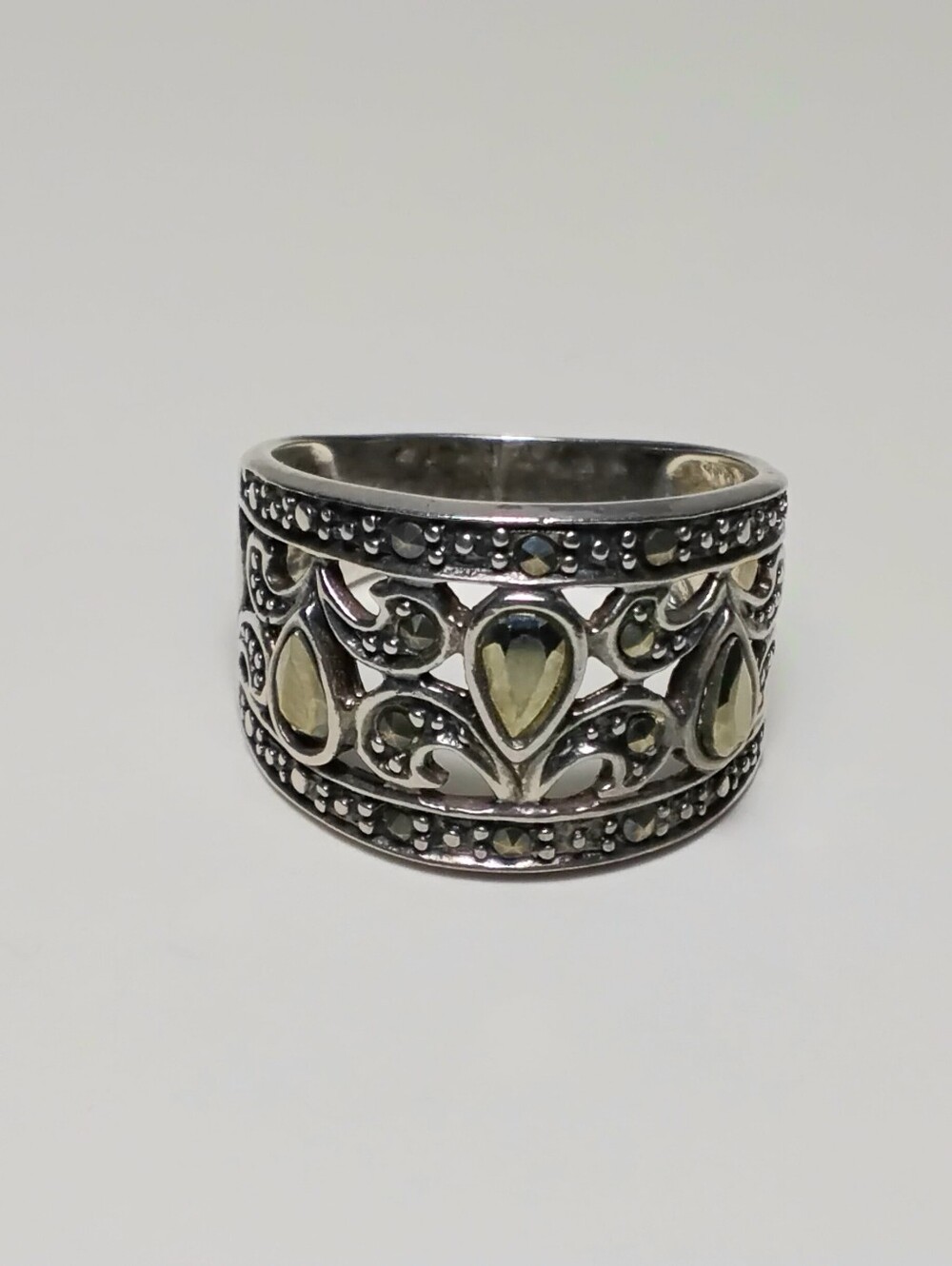 925 Silver Ring Thailand Ornately Designed Band Sz 9